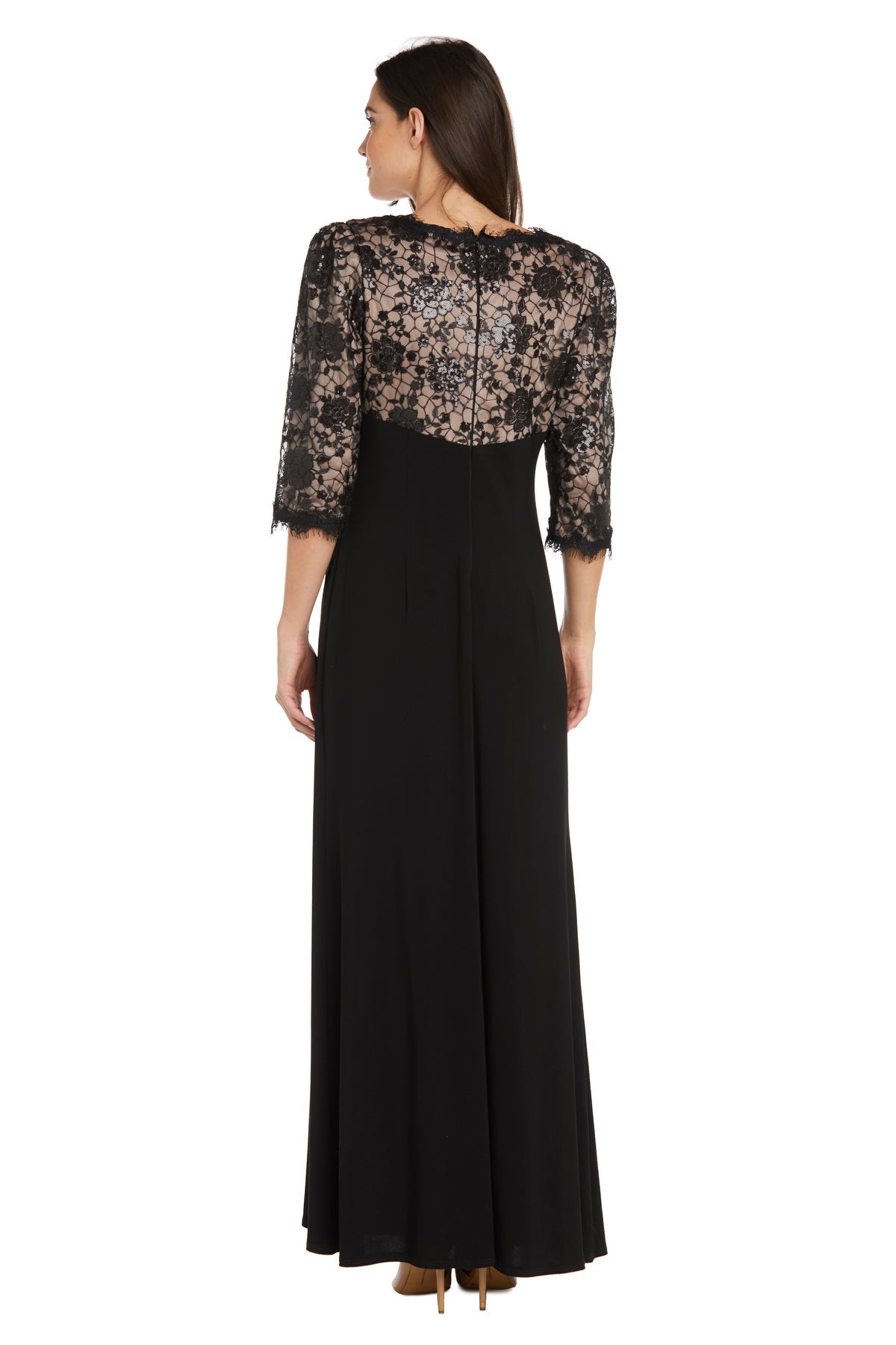 Mother of the Bride Dresses Long Formal Lace Mother of the Bride Dress R&M Richards 1566P Black/Nude