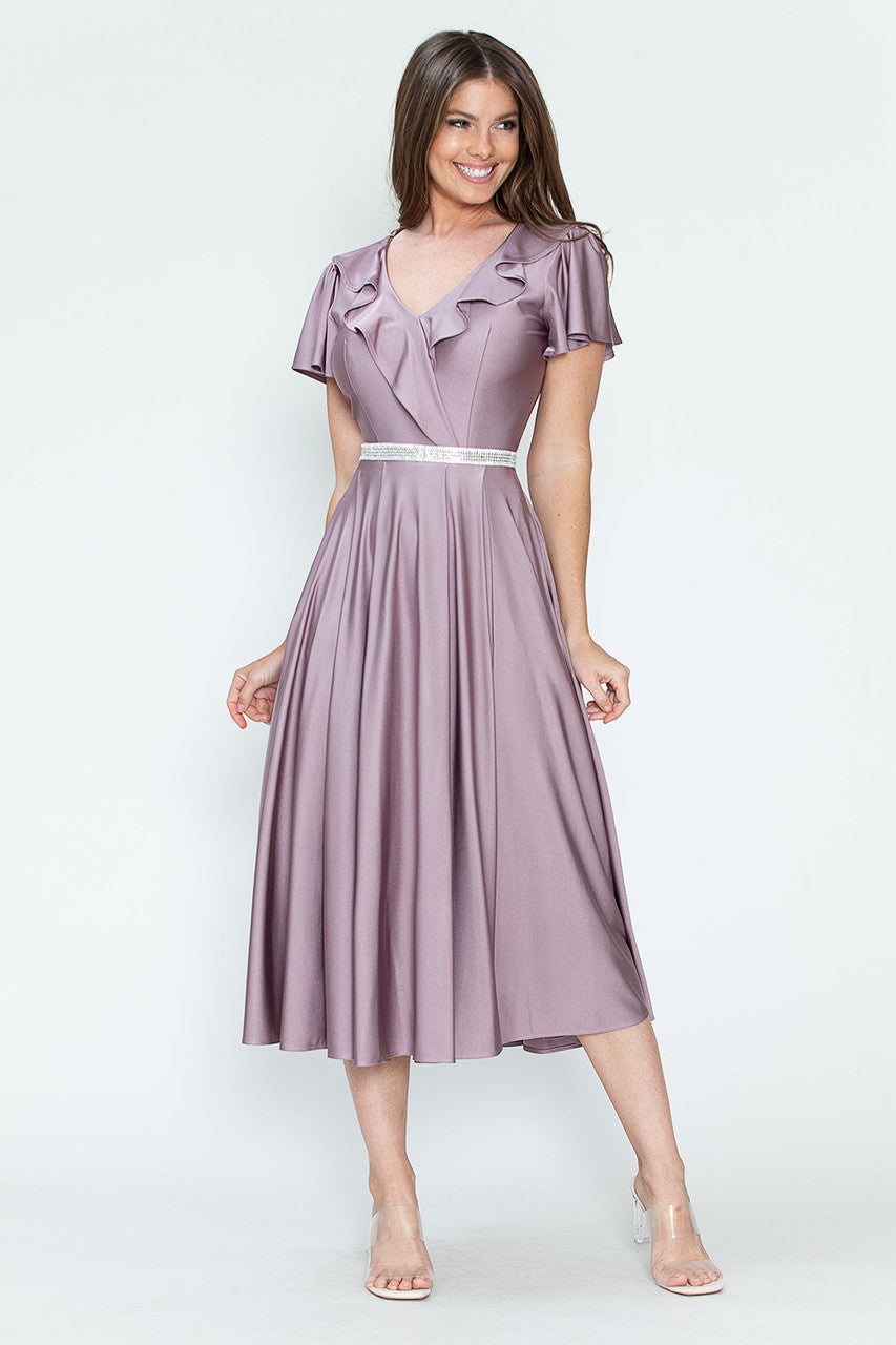 Cocktail Dresses Short Ruffle Pleated Midi Cocktail Dress Lenovia 5295 Plum