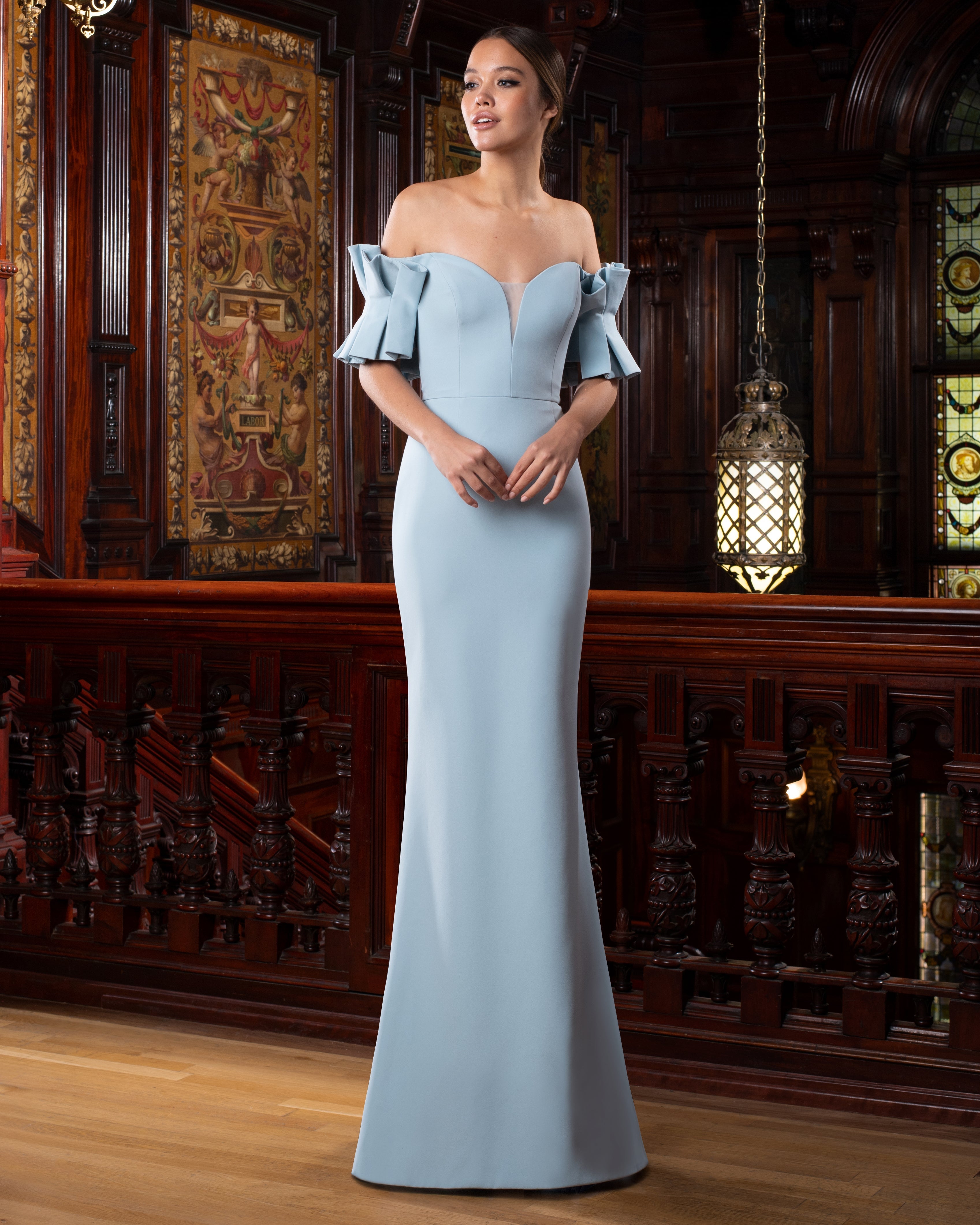Alexander by Daymor 1569 Pleated Long Fitted Formal Dress The Dress Outlet Alexander by Daymor 1569 Pleated Long Fitted Formal Dress The Dress Outlet