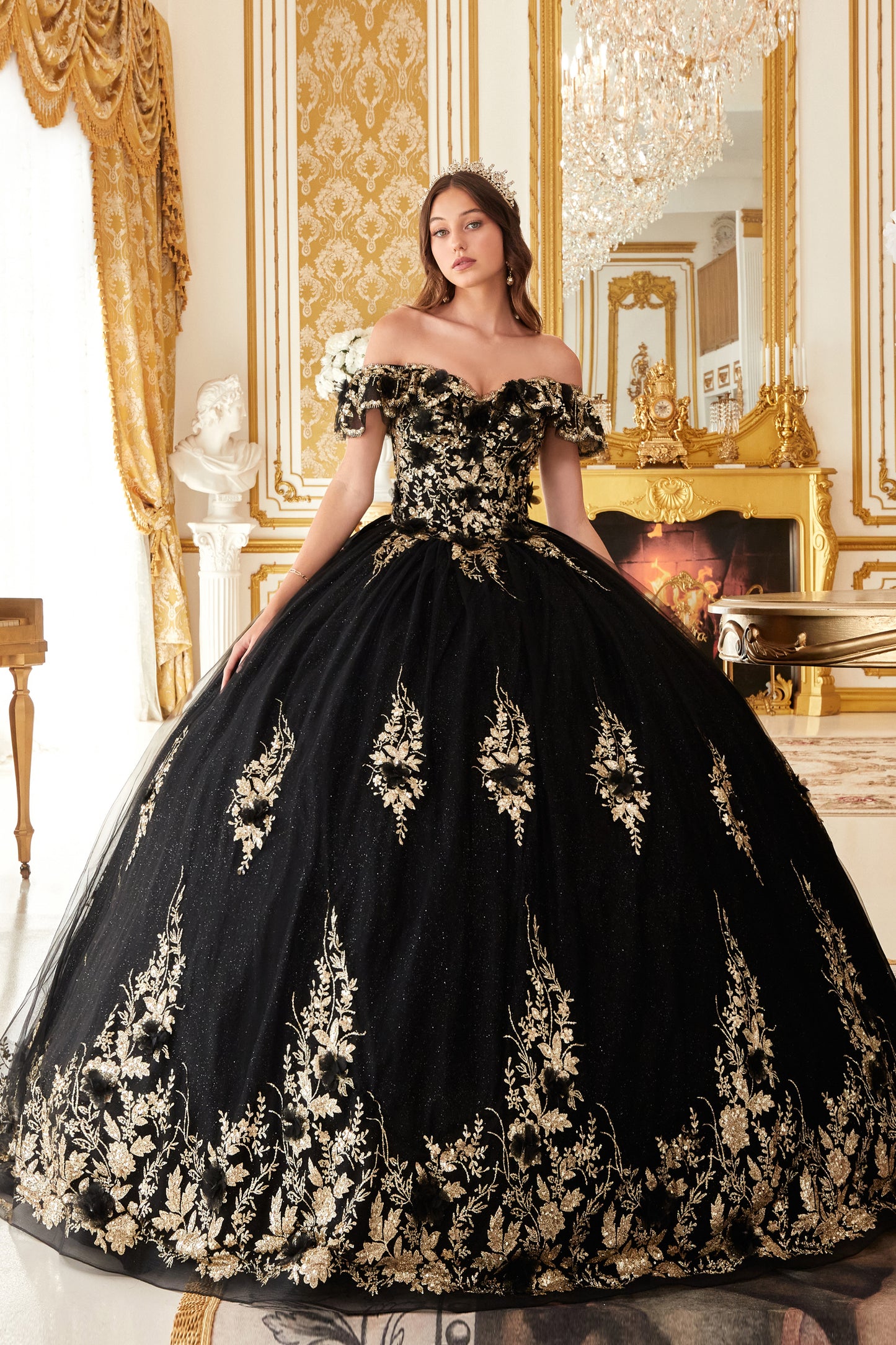 Quinceanera Dresses Long Ball Gown Quinceanera Dresses Black Gold