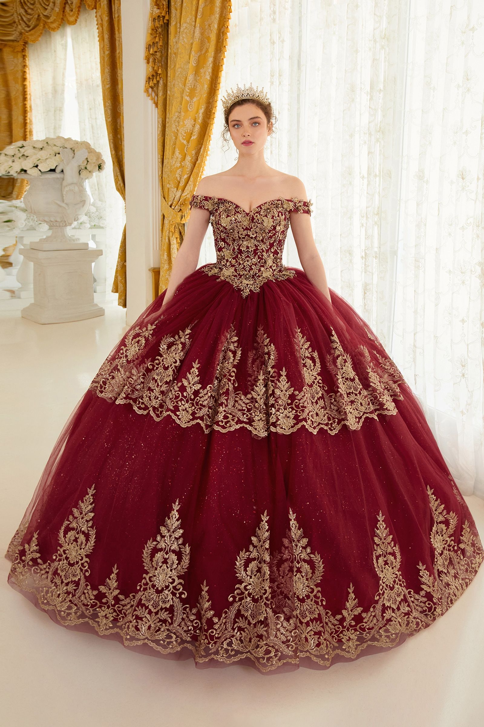 LaDivine 15705 Ball Gown Long Lace Quinceanera Dress