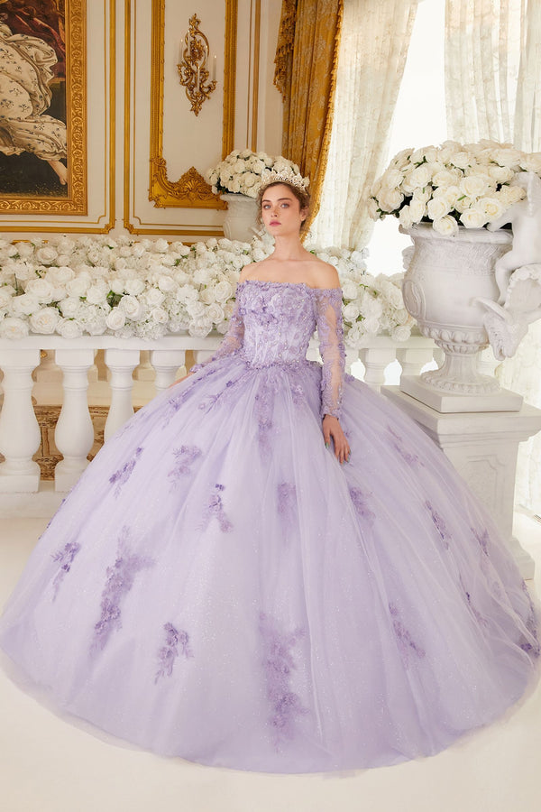 LaDivine 15706 Ball Gown Long Lace Floral Sweet 16 Quinceanera Dress