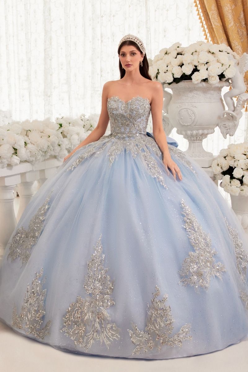 LaDivine 15715 Long Ball Gown Lace Applique Quinceanera Dress