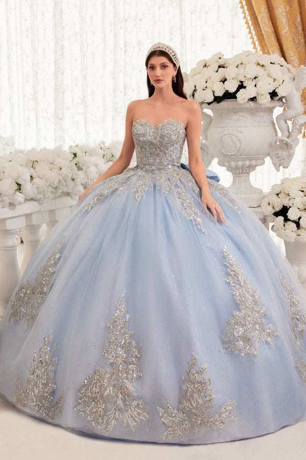 LaDivine 15715 Long Ball Gown Lace Applique Quinceanera Dress