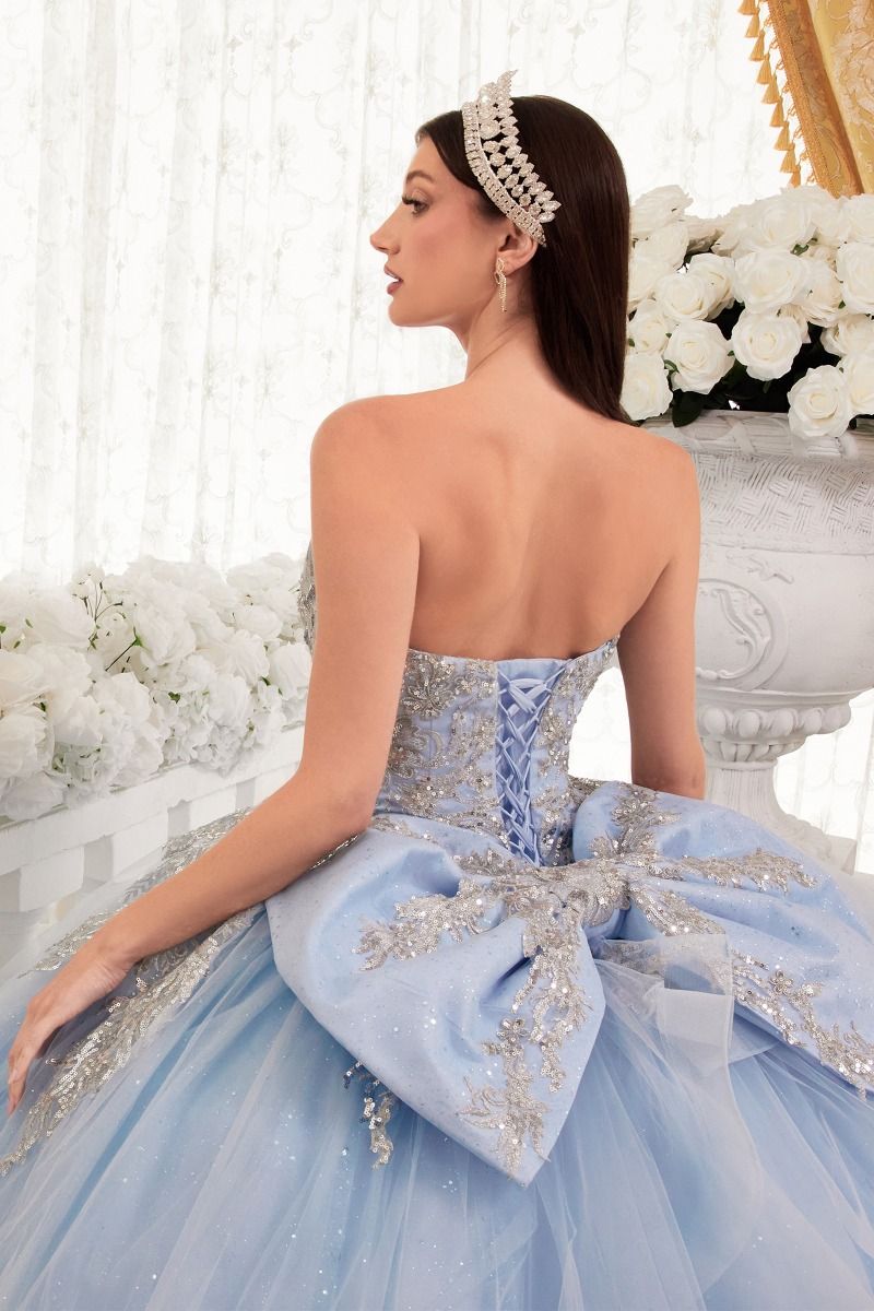 LaDivine 15715 Long Ball Gown Lace Applique Quinceanera Dress