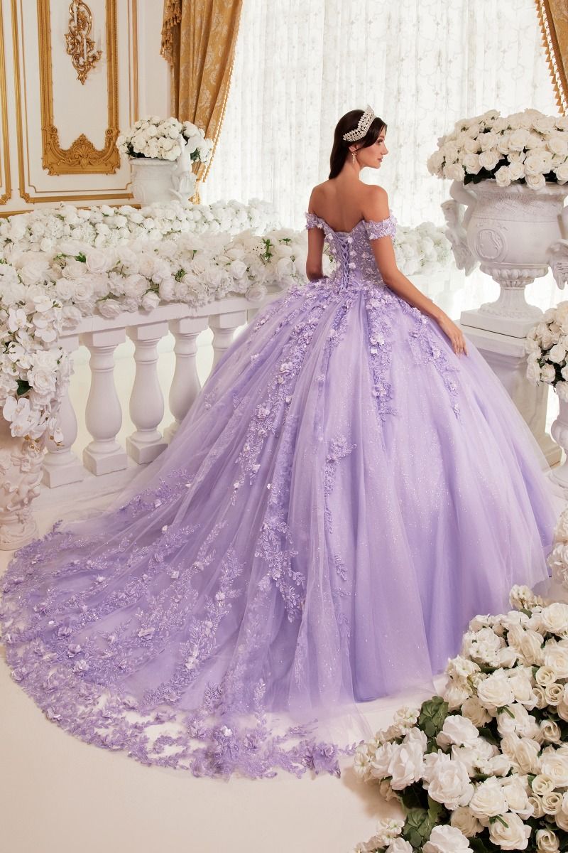 Lavender LaDivine 15717 Long Ball 3D Floral Applique Quinceanera