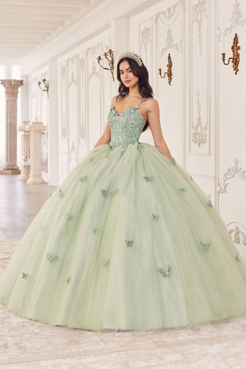 LaDivine 15718 Long Ball Gown 3D Applique Sweet 16 Quinceanera Dress