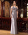Formal Dresses Long Fitted Tiered Formal Peplum Dress Silver/Taupe