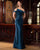 Formal Dresses Long Fitted Tiered Formal Peplum Dress Teal Blue