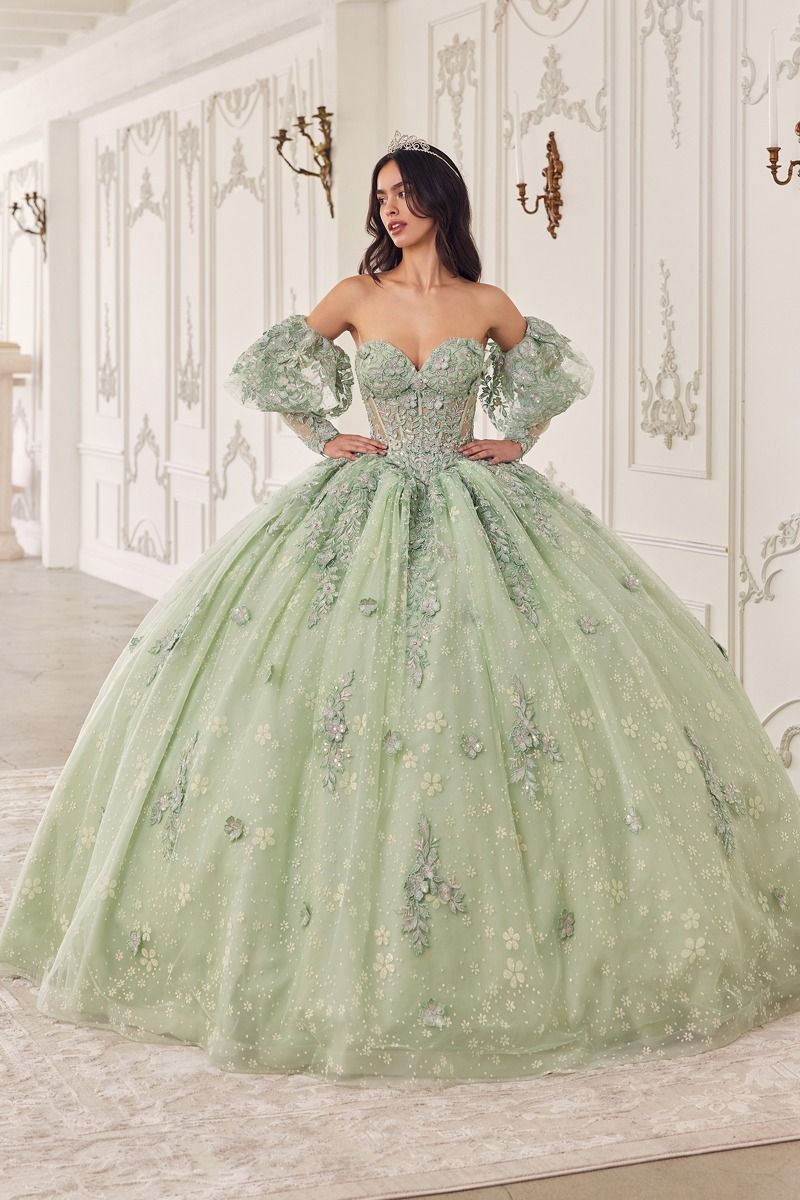 LaDivine 15722 Lace Applique Quinceanera Long Ball Gown