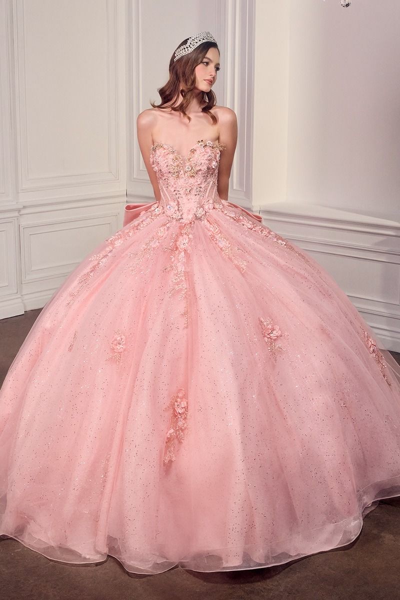LaDivine 15726 Glitter Long Ball Gown Corset Quinceanera Dress - LT Pink - Size 2X LaDivine 15726 Glitter Long Ball Gown Corset Quinceanera Dress - LT Pink - Size 2X