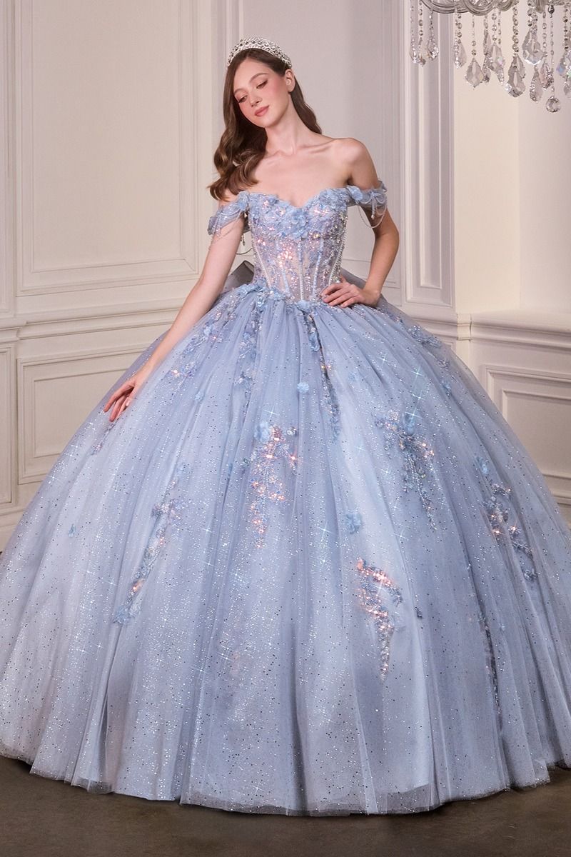 LaDivine 15728 Long Glitter Ball Gown 3D Floral Applique Quinceanera Dresses LaDivine 15728 Long Glitter Ball Gown 3D Floral Applique Quinceanera Dresses