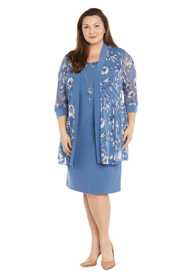 Plus Size Short Print Jacket Dress Cocktail R&M Richards 1573W