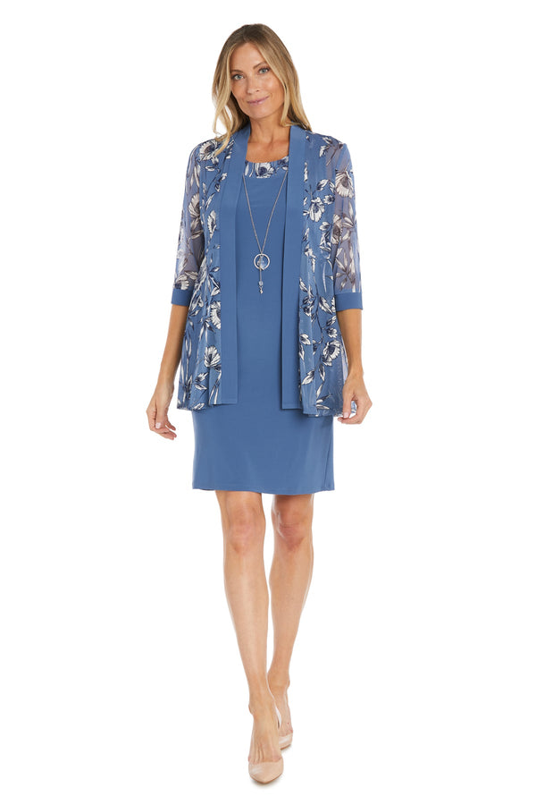Short Puff Print Jacket Dress Mother of the Bride R&M Richards 1573