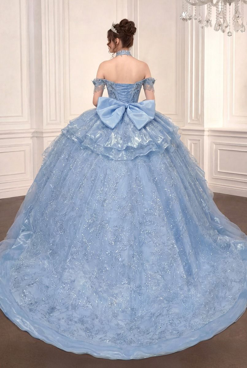 Off-the-Shoulder Floor-Length Tulle Formal Ball Gown LaDivine 15742