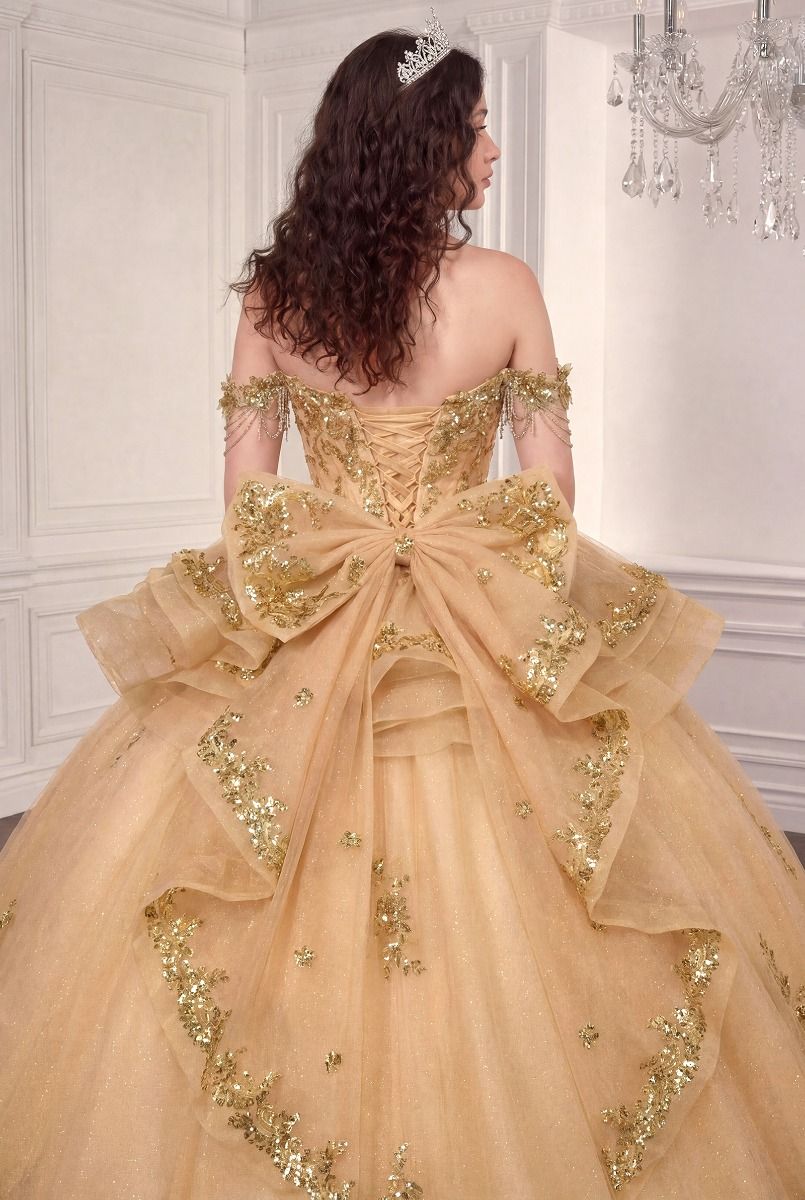 Off-the-Shoulder Floor-Length Tulle Occasion Ball Gown LaDivine 15746