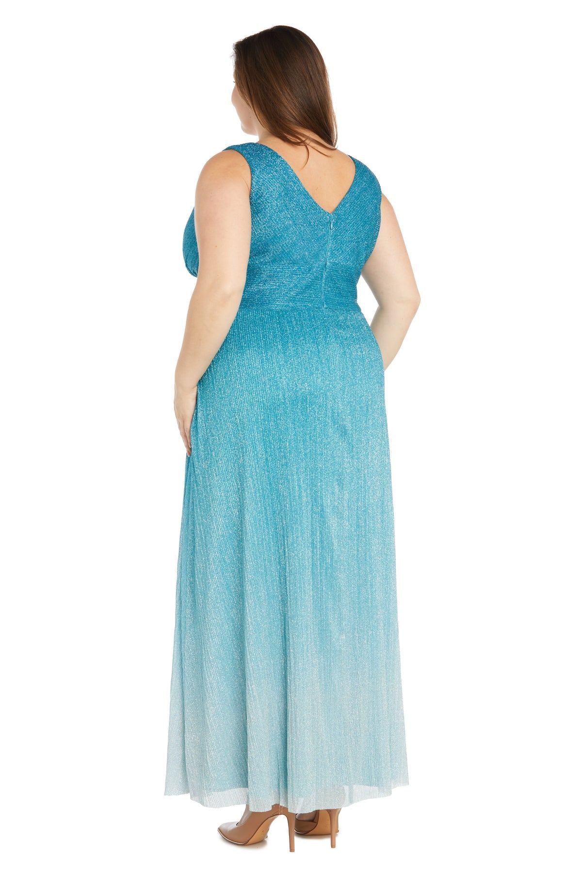 R&M Richards 1576W Long Plus Size Pleated Formal Dress