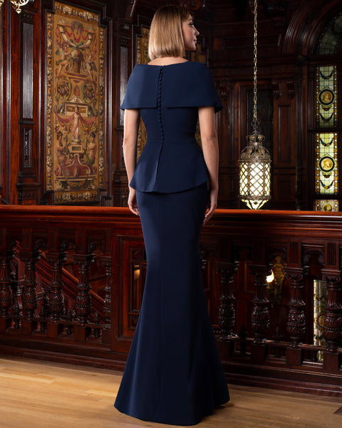 Alexander by Daymor 1578 Long Evening Formal Peplum Dress