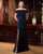 Formal Dresses Long Slit Formal Pleated Evening Dress Navy