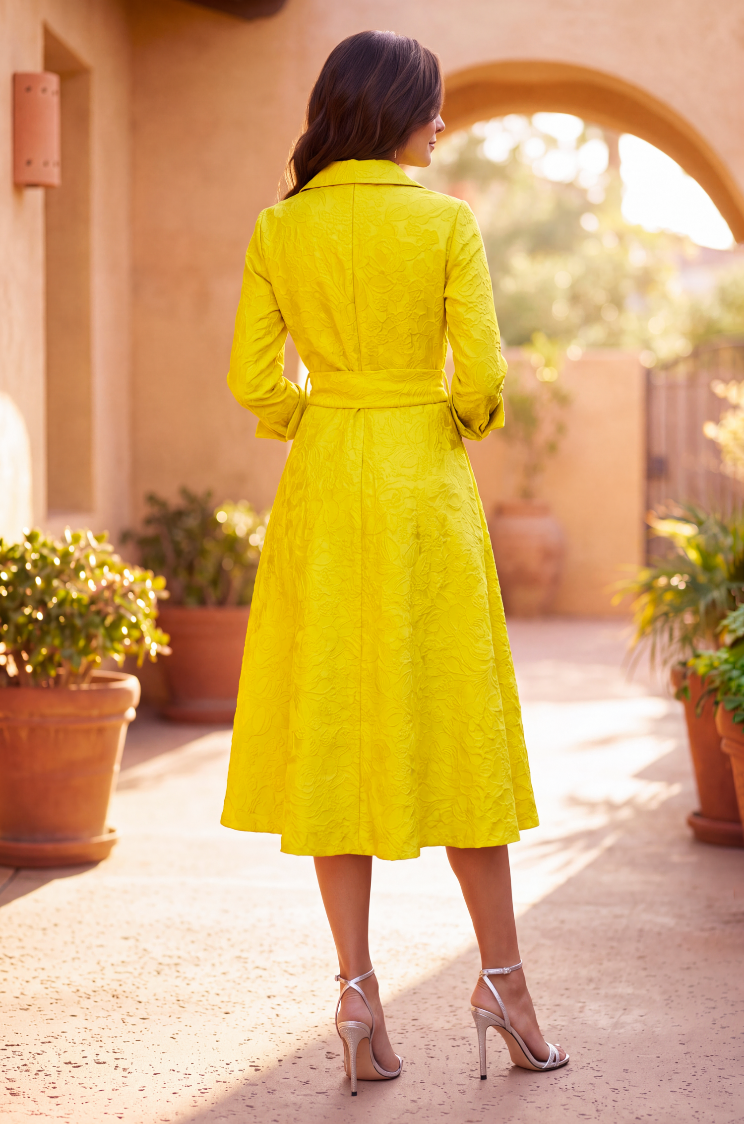 Long Sleeve Jacquard Cocktail Shirt Short Formal Dress