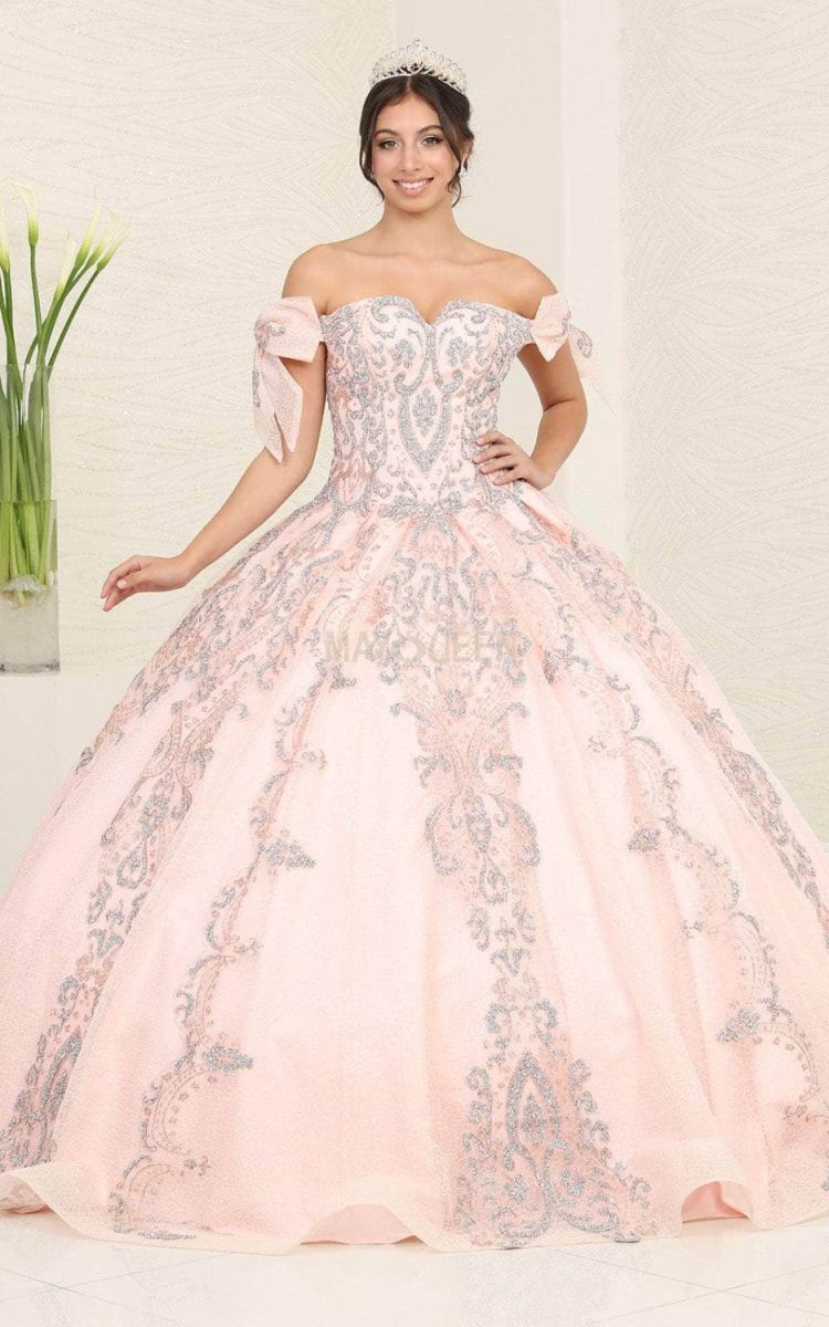 Off-the-Shoulder Floor-Length Tulle Quinceañera Ball Gown May Queen LK241
