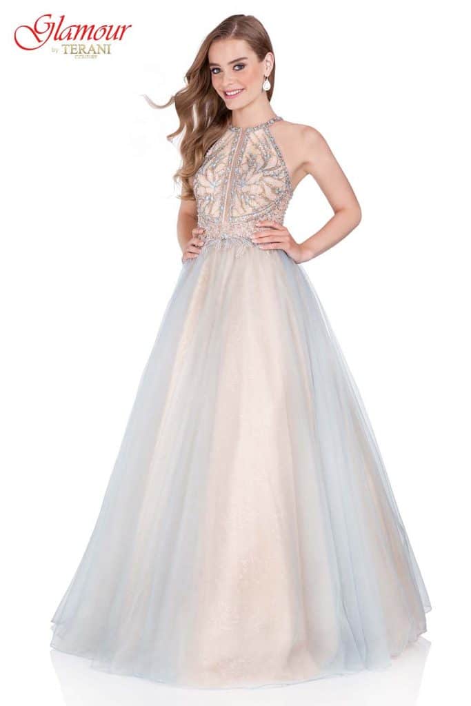Terani Couture Long Halter Prom Dress 1611P1238D - The Dress Outlet