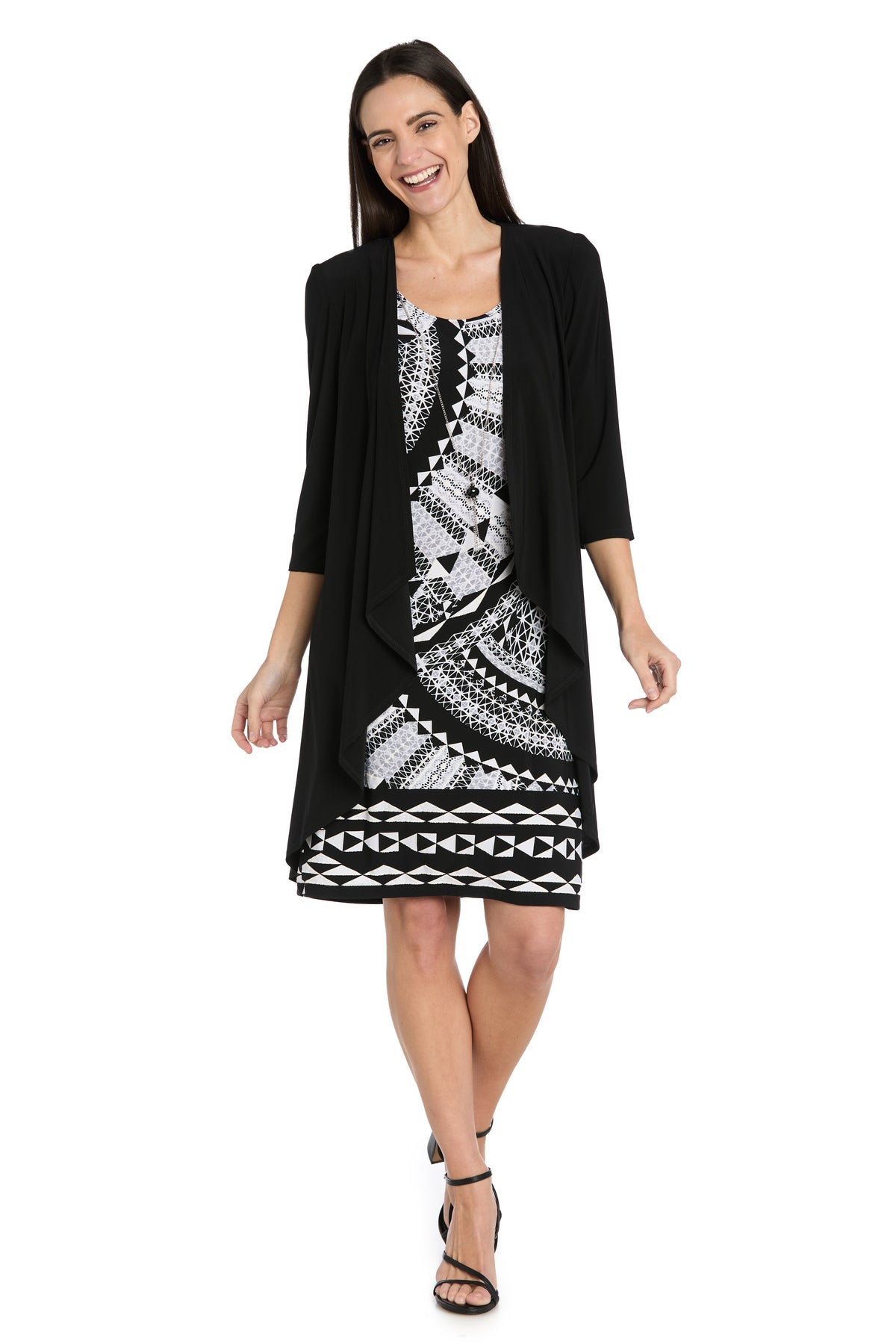 black and white dresses for mother of the bride Embellished Shoulder Sheath Long Mother Of The Bride Dress Hand wash R & M Richards Women's