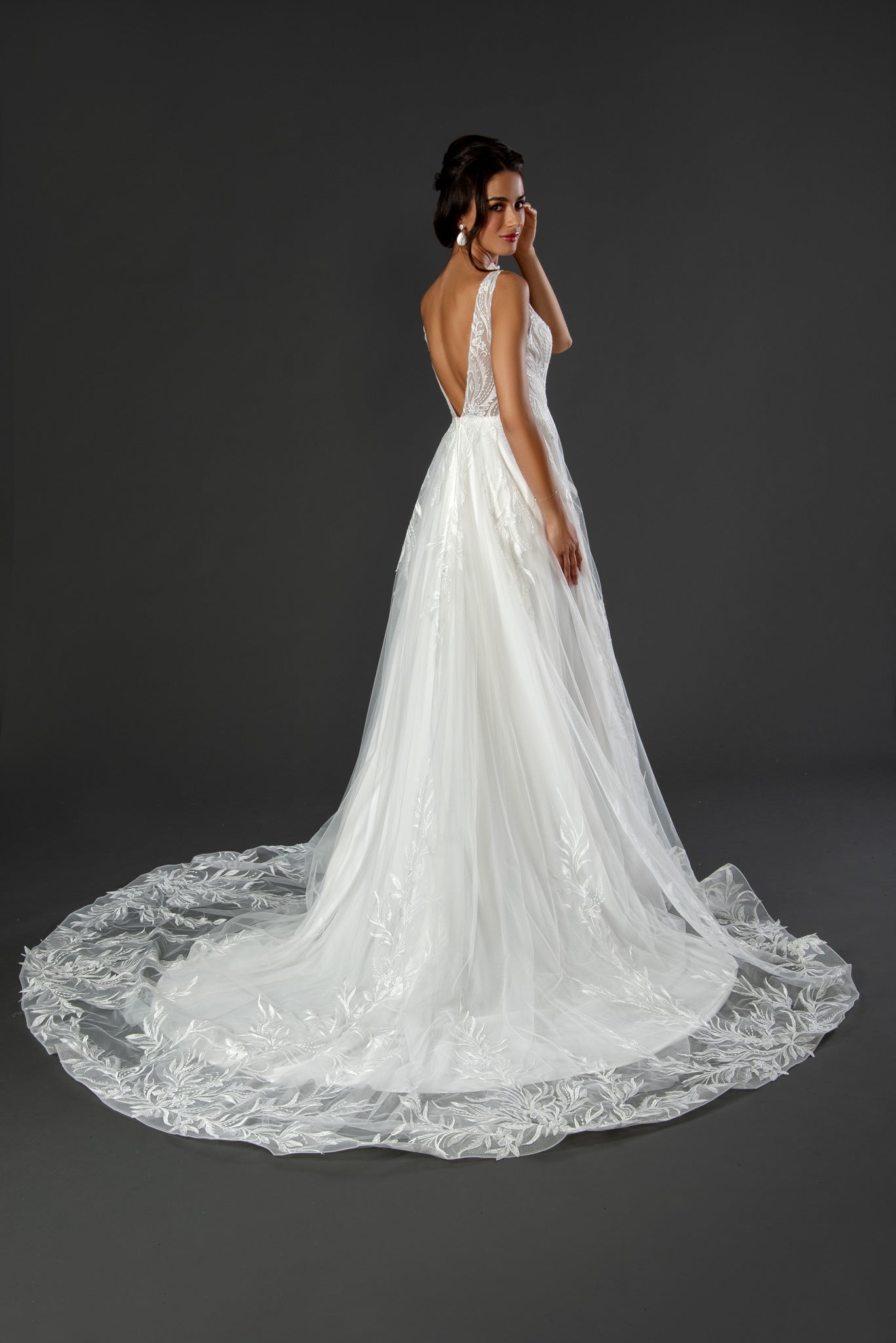 Wedding Dresses Long Beaded A Line Bridal Gown Off White-Lace-22076-Beaded