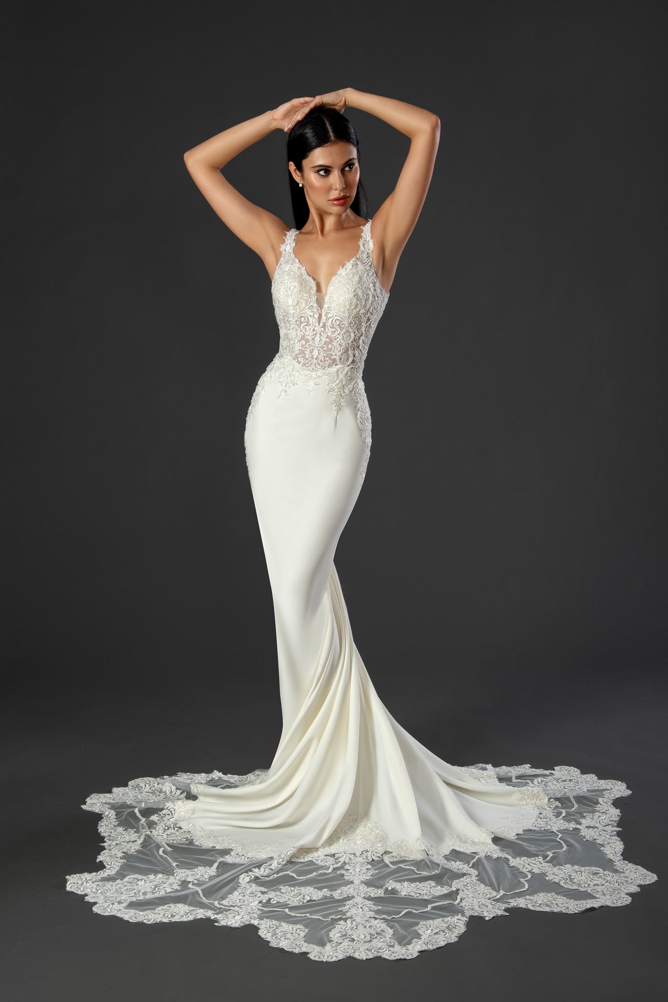 Stella Couture 21073 Long Beaded Lace Wedding Fitted Mermaid Dress