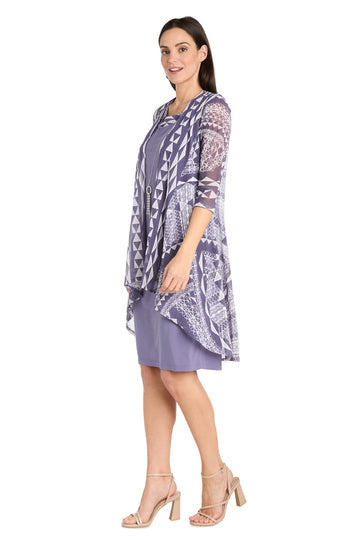 Two Piece Short Printed Dress Mother of the Bride R&M Richards 1627