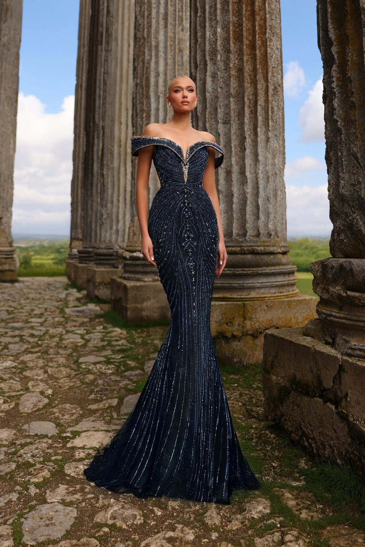 Off-the-Shoulder Floor-Length Sequin Prom Mermaid Pre Order