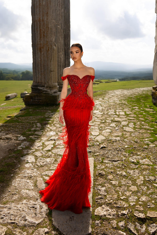 Off-the-Shoulder Floor-Length Sequin Prom Mermaid