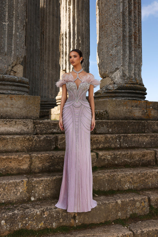 V-Neck Floor-Length Sequin Formal Mermaid
