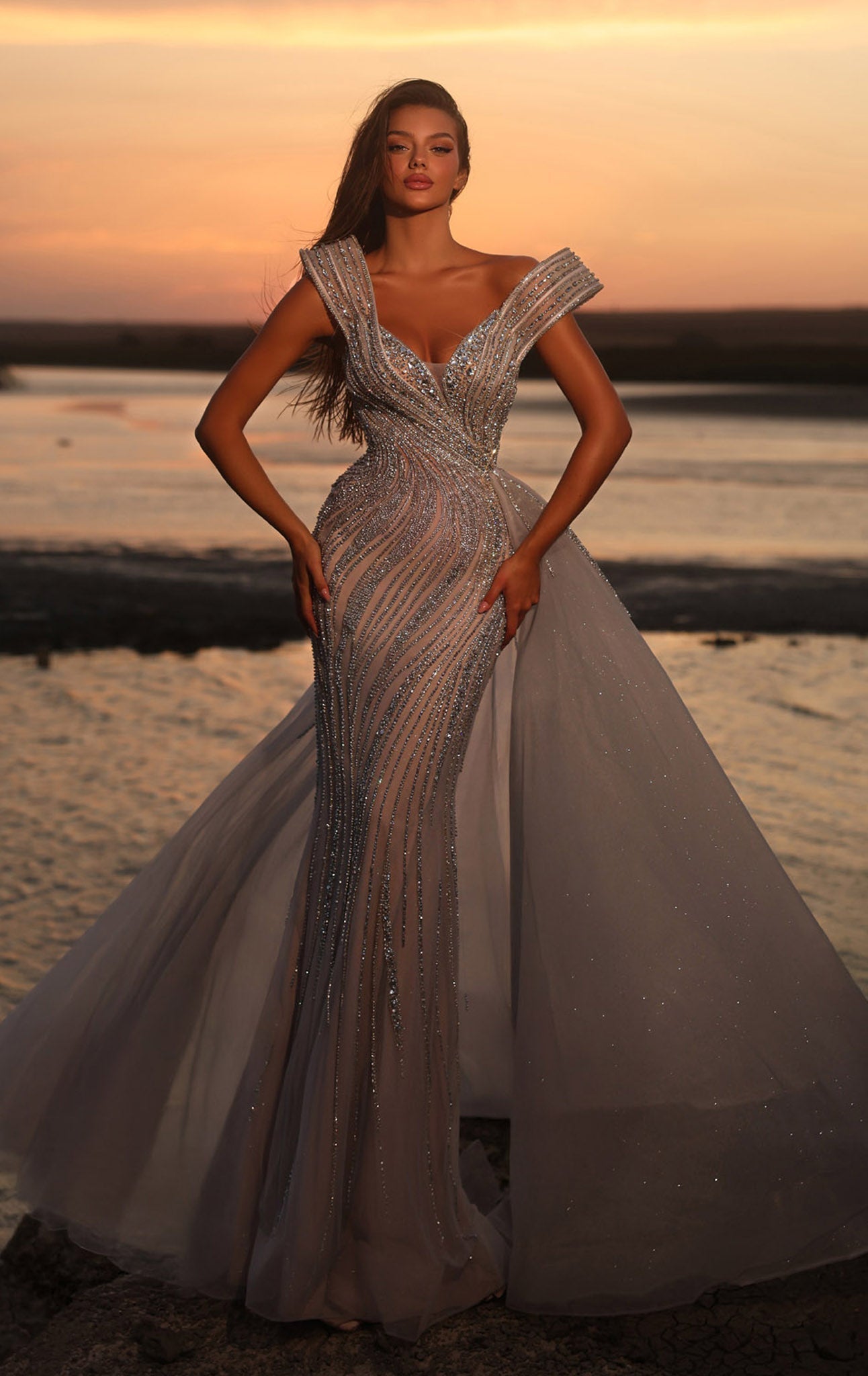 V-Neck Floor-Length Sequin Prom Mermaid Luscious Delia LD11463 Pre Order