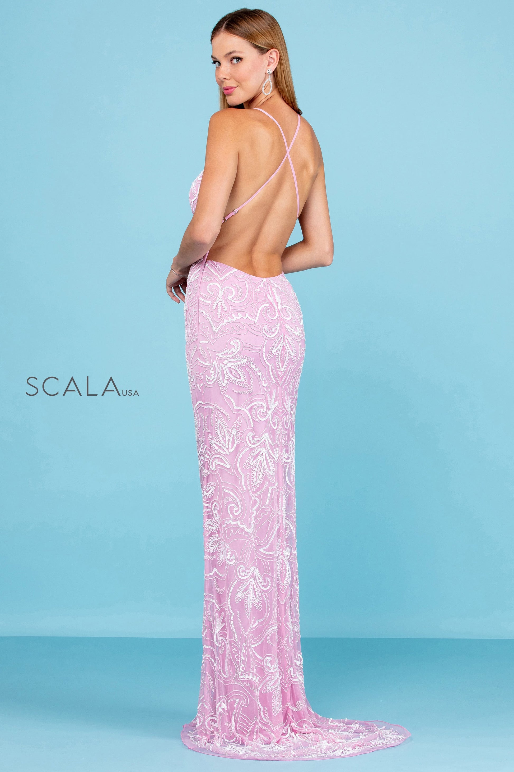 Scala 48557 Fitted Long Sequin Formal Prom Dress