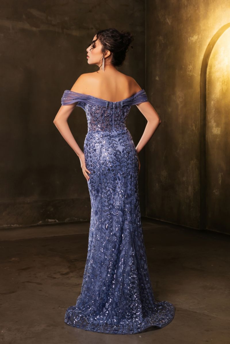 Off-the-Shoulder Floor-Length Sequin Prom Sheath/Column May Queen RQ8191