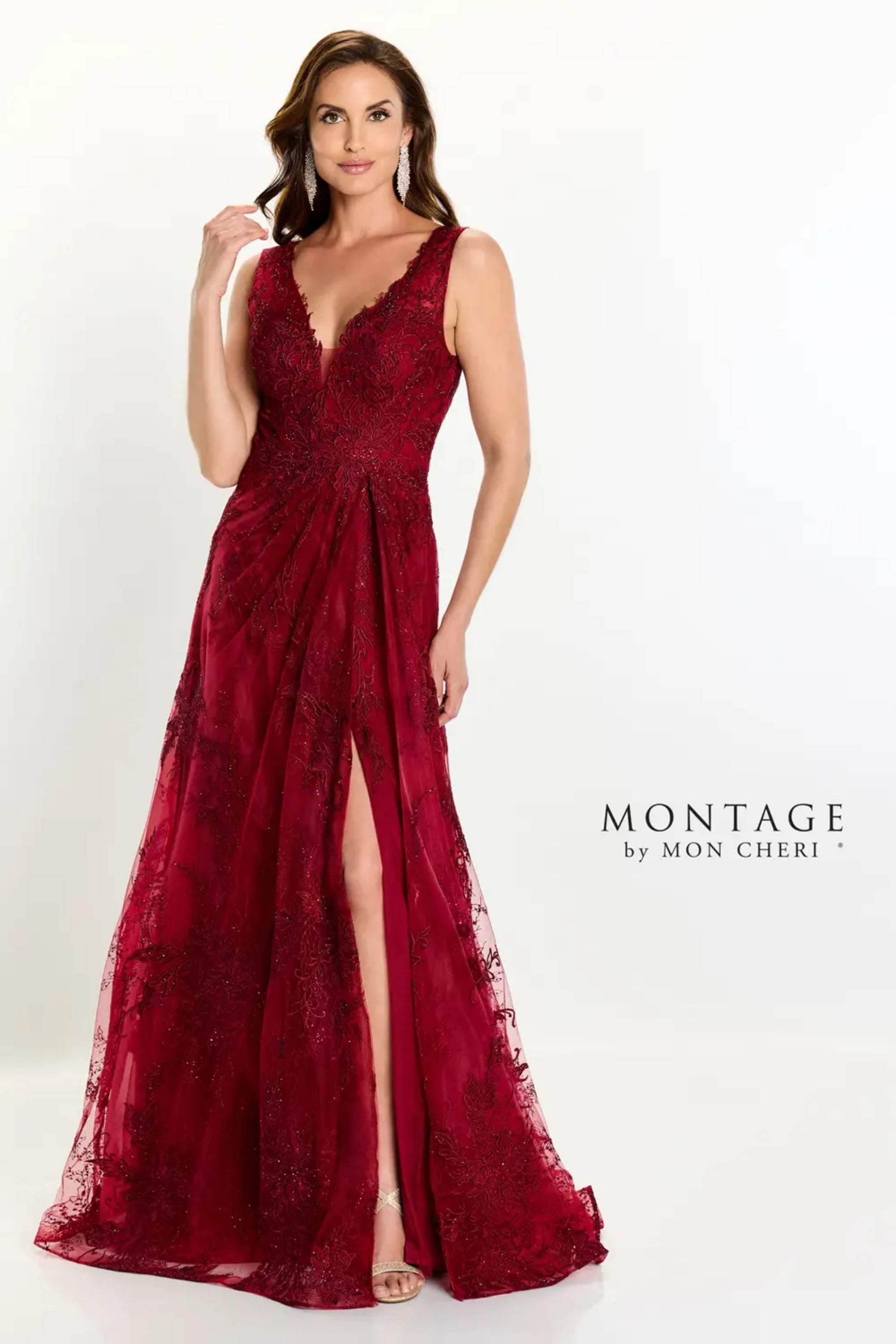 Montage M527 A Line Long Formal Beaded Evening Dress