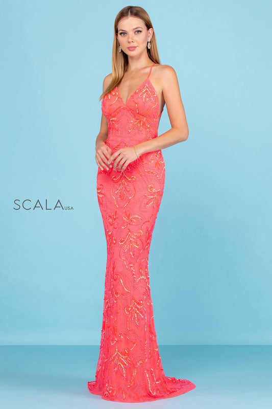 Prom Dresses Fitted Long Sequin Formal Prom Dress Hot Pink