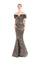 Formal Dresses Long Metallic Formal Ruffle Evening Dress Mocha