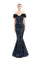 Formal Dresses Long Metallic Formal Ruffle Evening Dress Navy