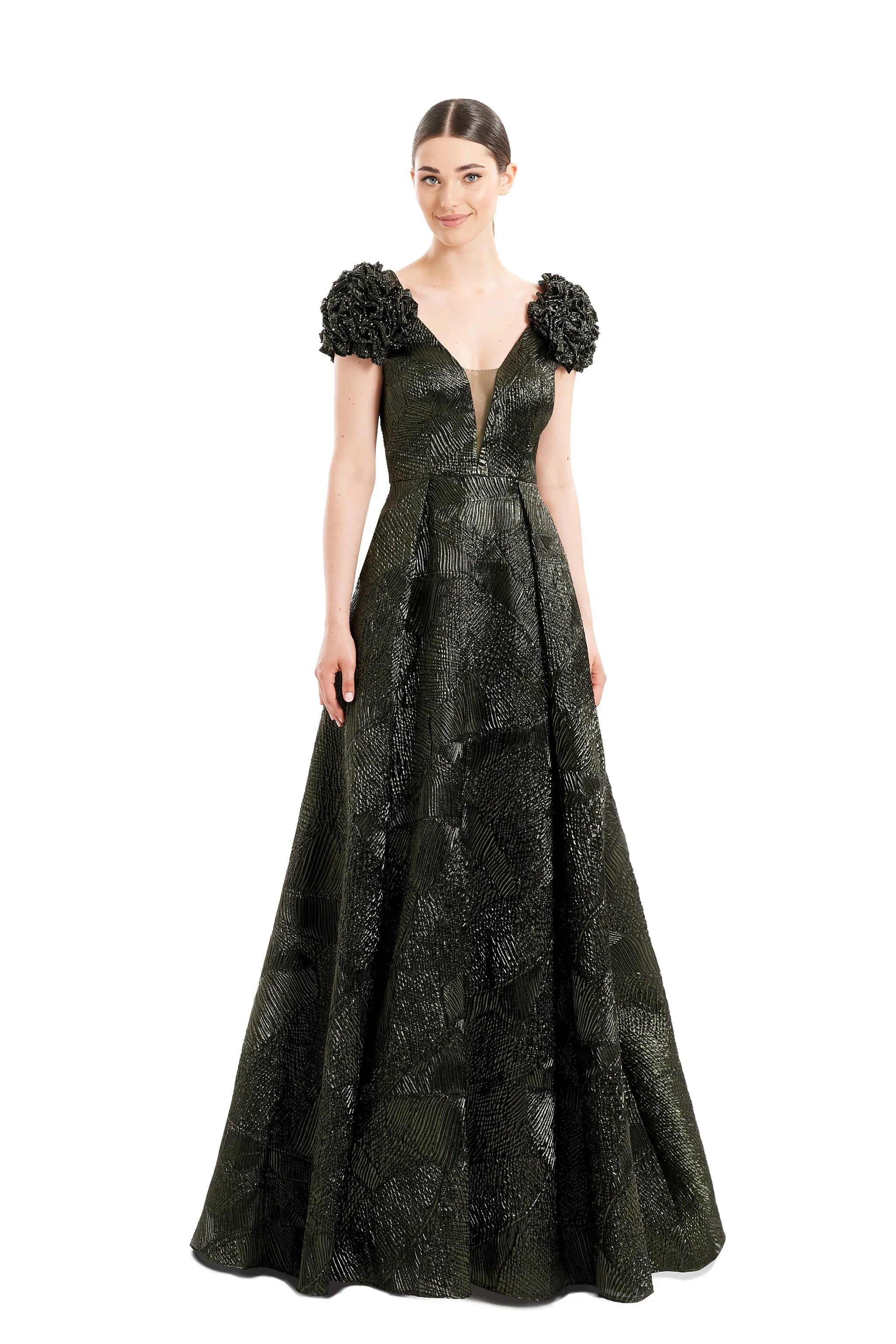 Formal Dresses Pleated Long Formal A Line Evening Dress Moss