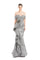 Formal Dresses Beaded Formal Long Ruffle Evening Dress Silver