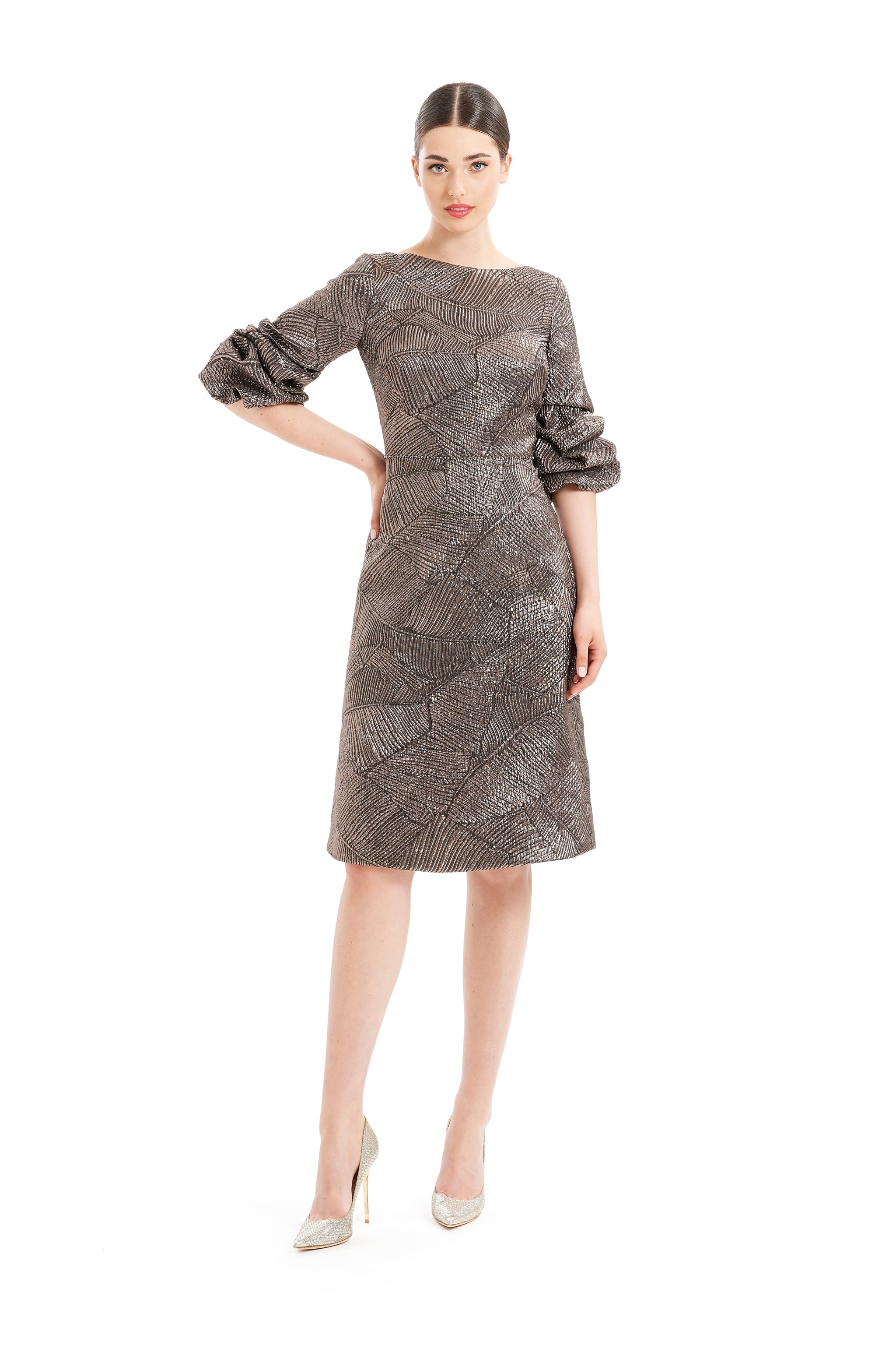 Cocktail Dresses Short Beaded A Line Knee Length Cocktail Dress Mocha