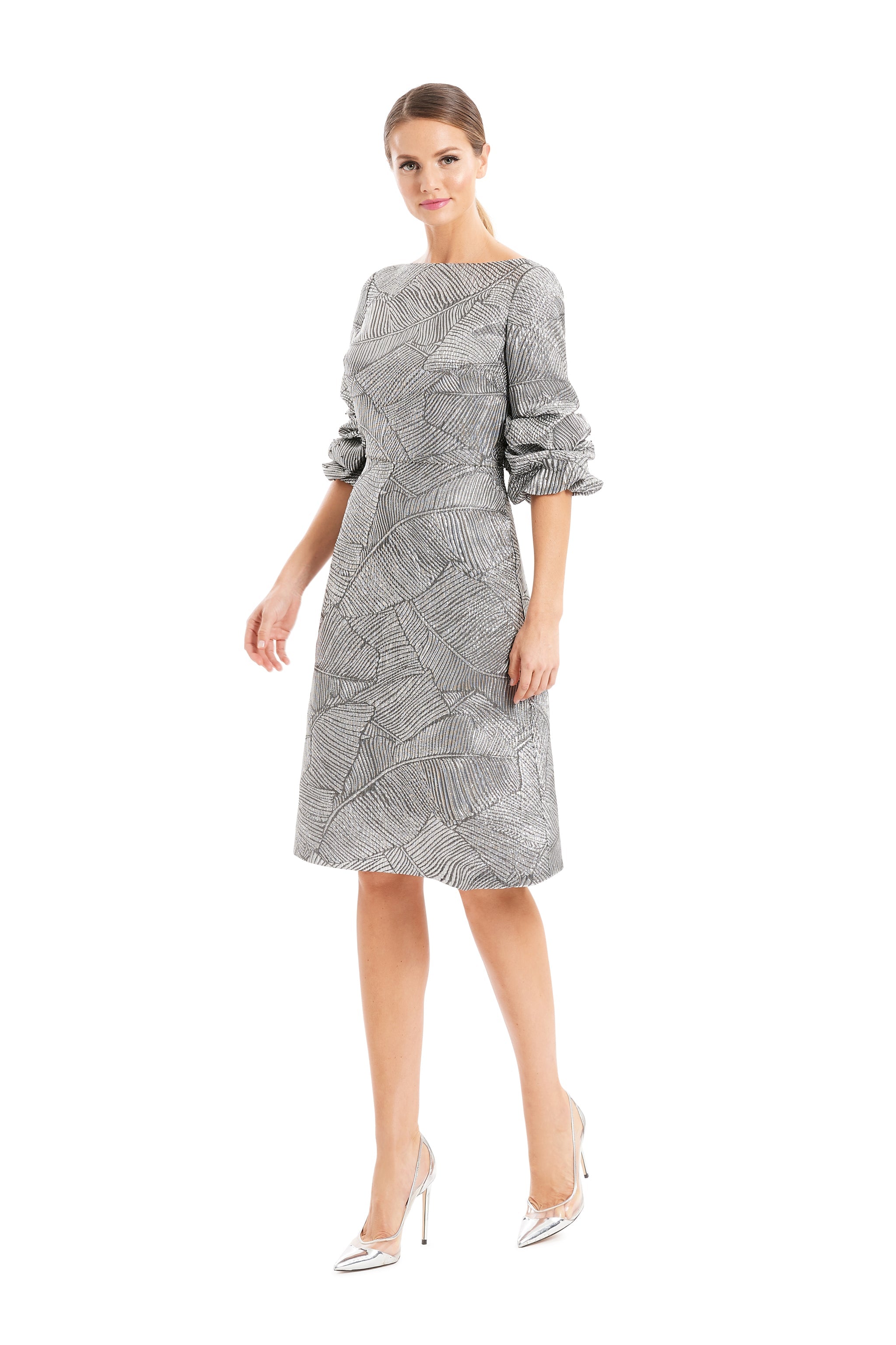 Cocktail Dresses Short Beaded A Line Knee Length Cocktail Dress Silver