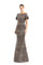 Formal Dresses Long Metallic Formal Pleated Evening Dress Mocha