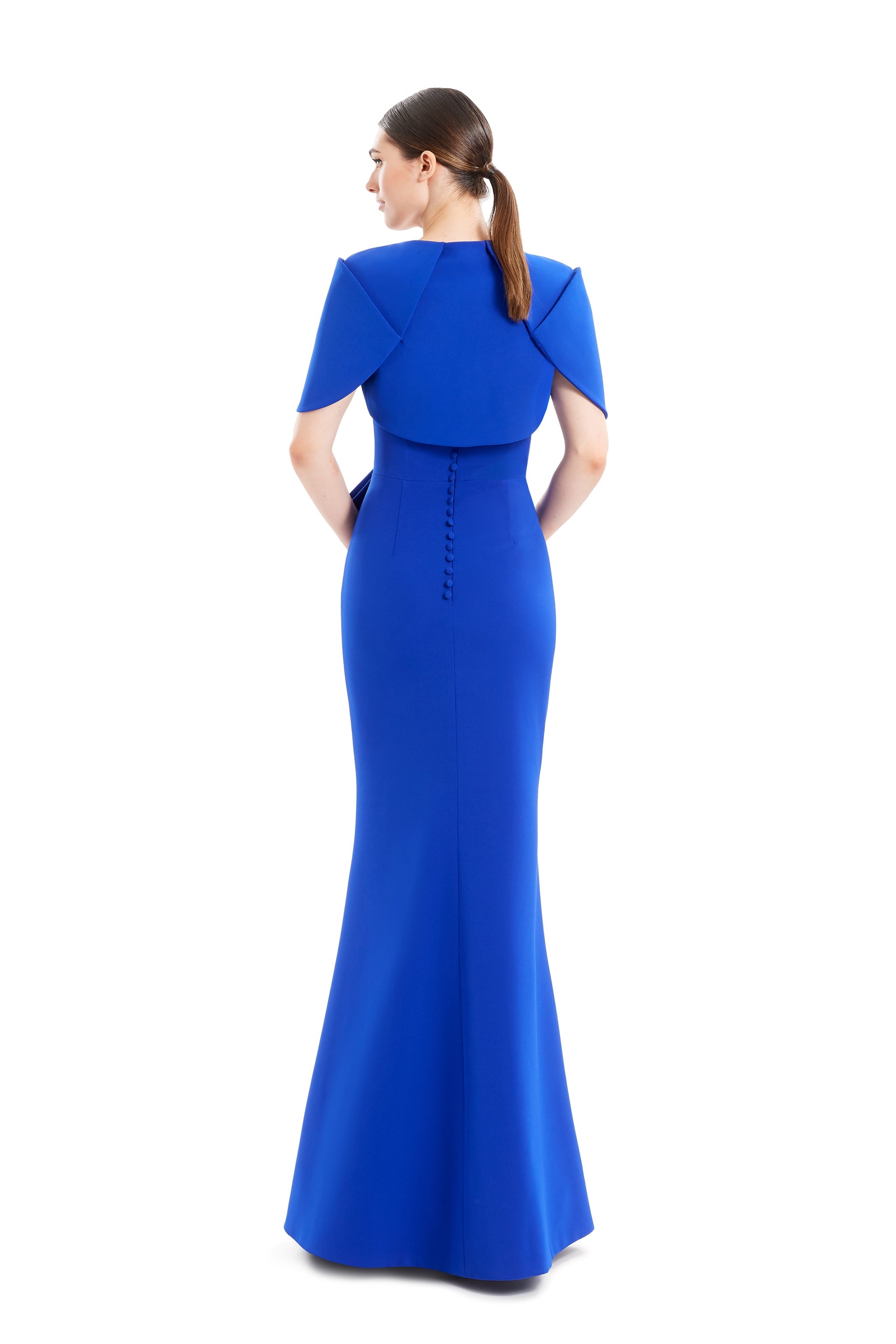 Formal Dresses Pleated Long Formal Evening Bolero Dress Blue
