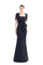 Formal Dresses Pleated Long Formal Evening Bolero Dress Navy