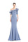 Formal Dresses Fitted Long Formal Pleated Ruffle Dress Delphi Blue