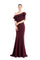 Formal Dresses Fitted Long Formal Pleated Ruffle Dress Wine
