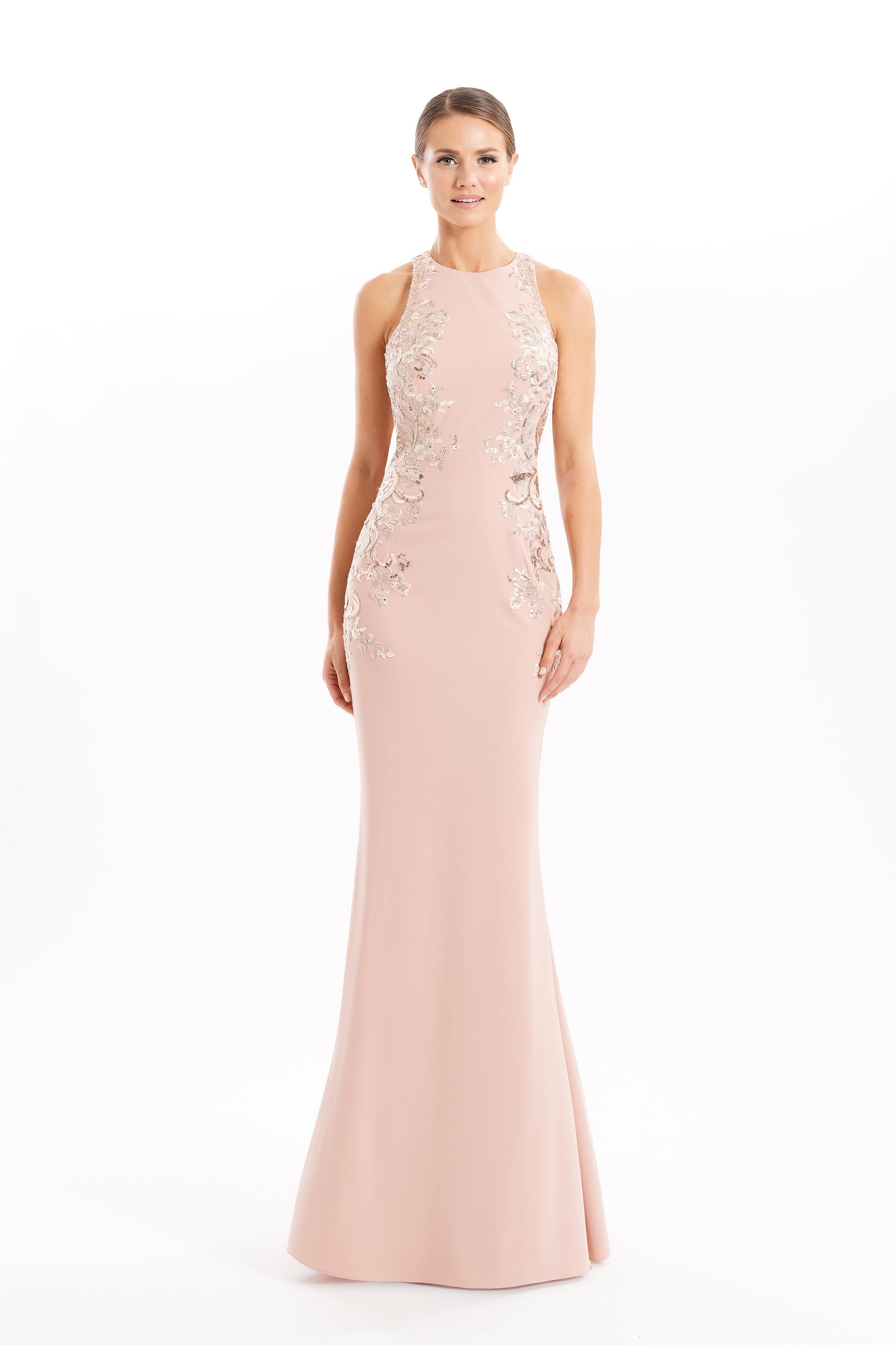 Formal Dresses Long Fitted Formal Beaded Mermaid Evening Dress Buff